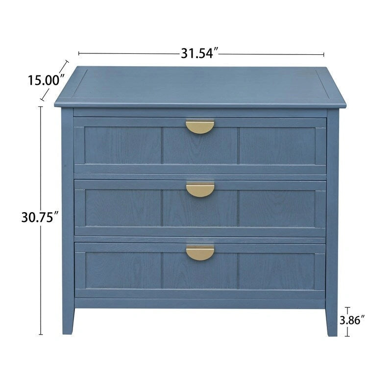 3 Drawer Cabinet, American Furniture,Suitable for bedroom, living room, study Blue