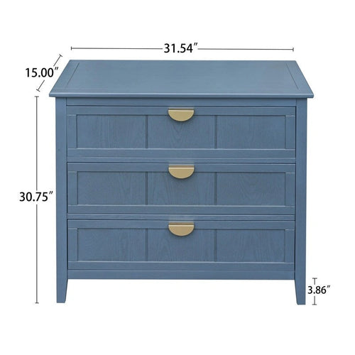 3 Drawer Cabinet, American Furniture,Suitable for bedroom, living room, study Blue