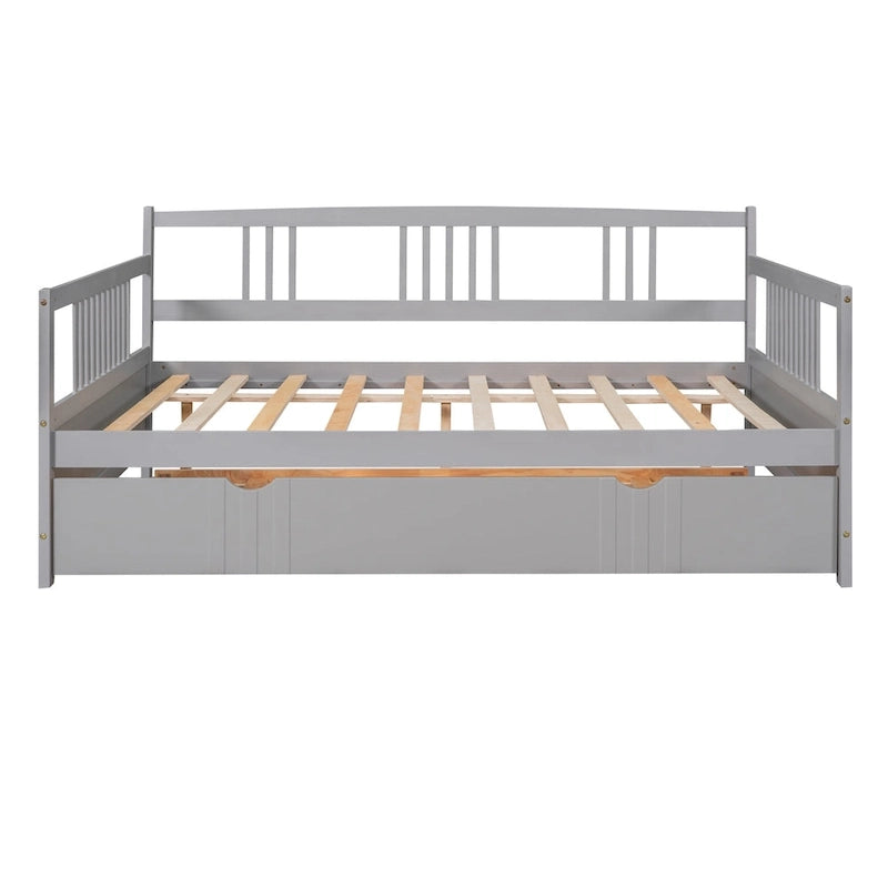 Full Size Daybed Wood Bed with Twin Size Trundle
