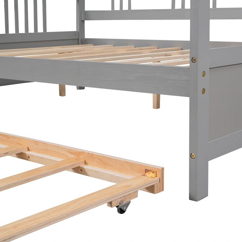 Full Size Daybed Wood Bed with Twin Size Trundle