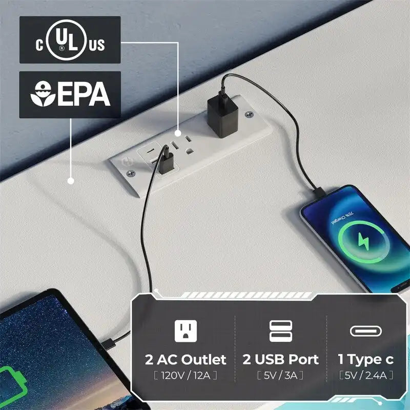 Dresser with Power Outlets and LED Lights