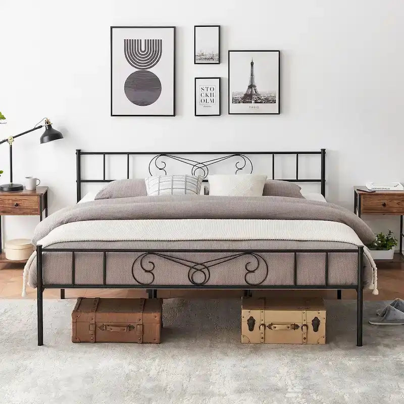 Bed Frame Platform with Headboard and Footboard
