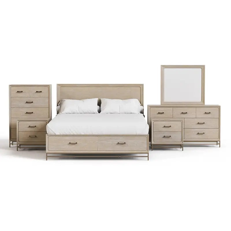 Furniture of America Drayden Transitional Oak Solid Wood 6-Piece Bedroom Set