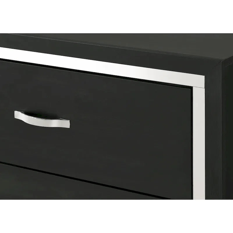 Pedro 3 Piece Black Velvel Upholstered Panel Bedroom Set