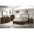 Jimmy 4 Piece Brown Beige Upholstered Panel Bedroom Set