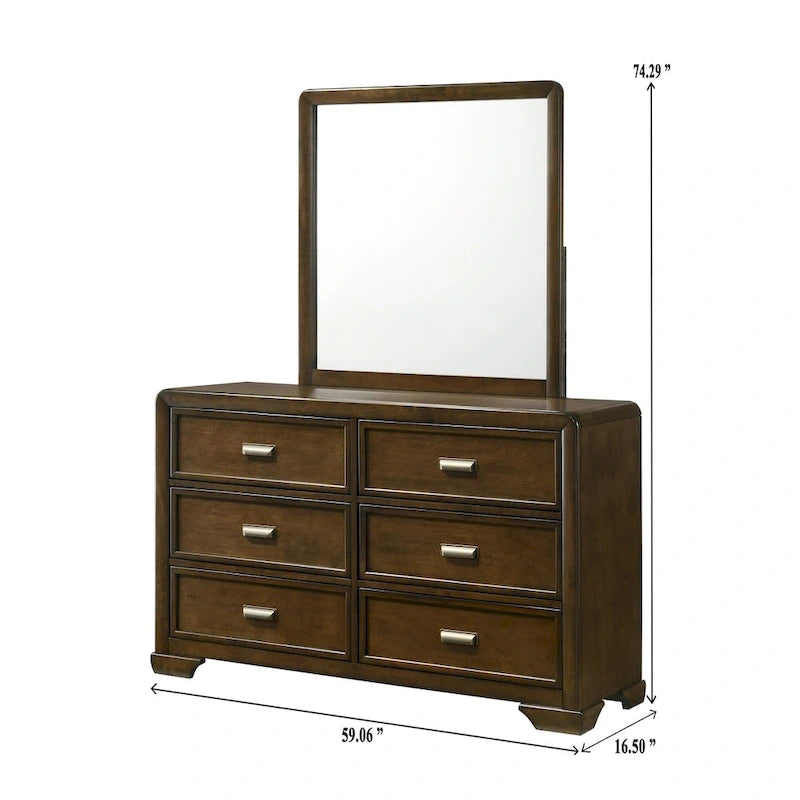 Jimmy 4 Piece Brown Beige Upholstered Panel Bedroom Set