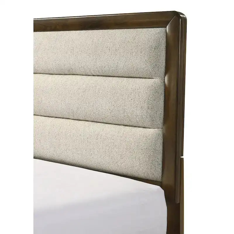 Jimmy 4 Piece Brown Beige Upholstered Panel Bedroom Set