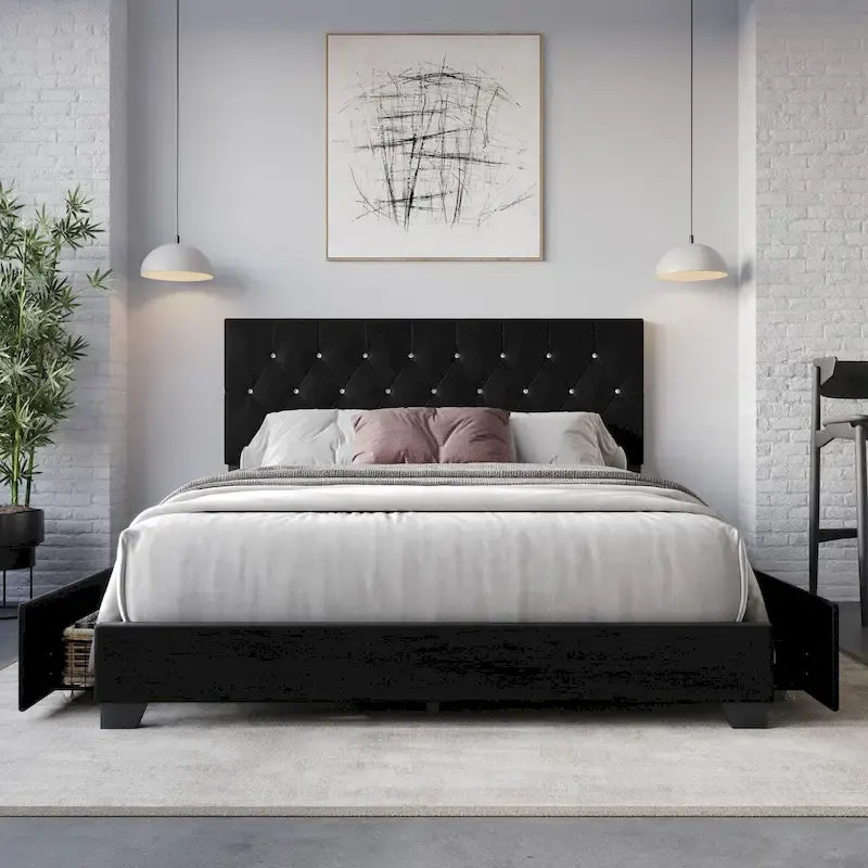 Sheffield Full Tufted Upholstered Storage Platform Bed