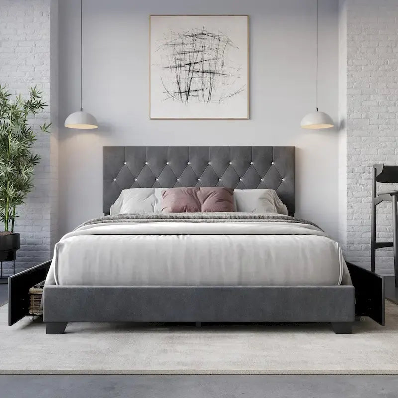 Sheffield Full Tufted Upholstered Storage Platform Bed