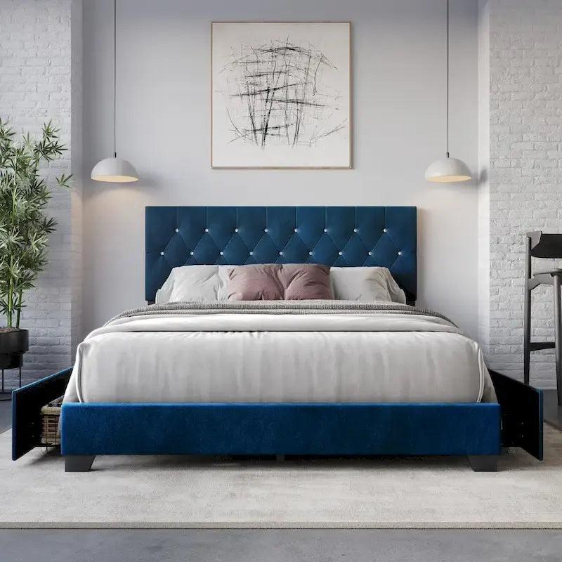 Sheffield Full Tufted Upholstered Storage Platform Bed
