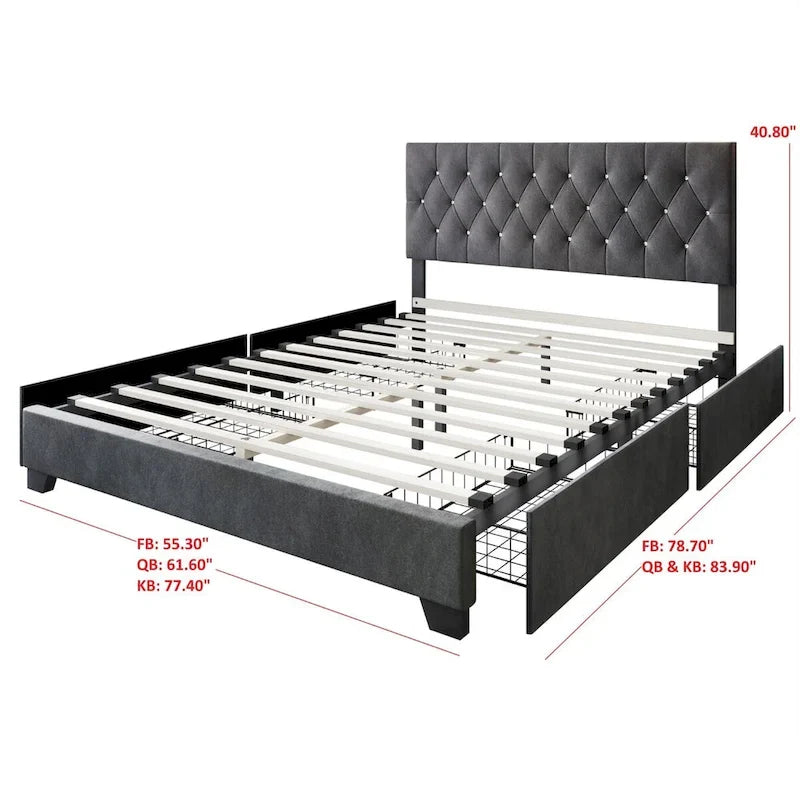 Sheffield Full Tufted Upholstered Storage Platform Bed