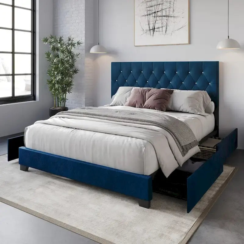 Sheffield Full Tufted Upholstered Storage Platform Bed