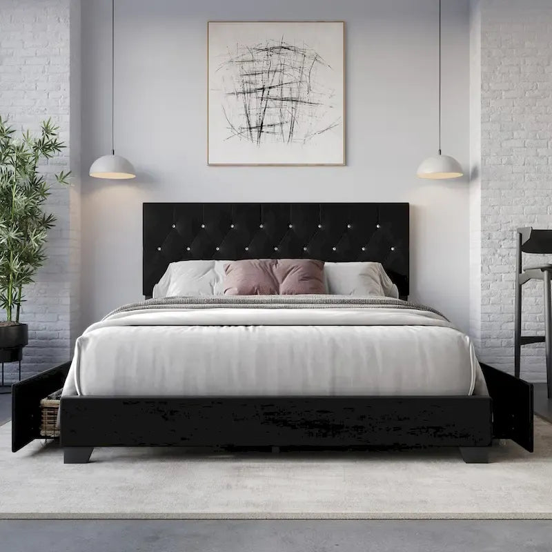 Sheffield Full Tufted Upholstered Storage Platform Bed