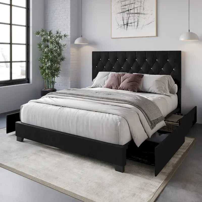 Sheffield Full Tufted Upholstered Storage Platform Bed