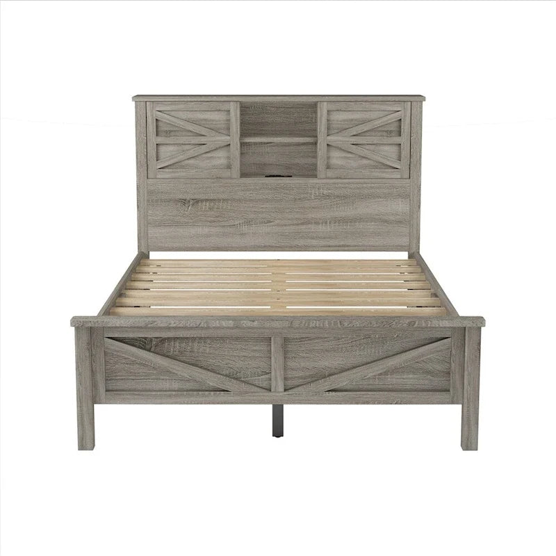 Bedroom Sets Full Size Platform Bed with Charging Station,Nightstand,Dresser(Set of 3)