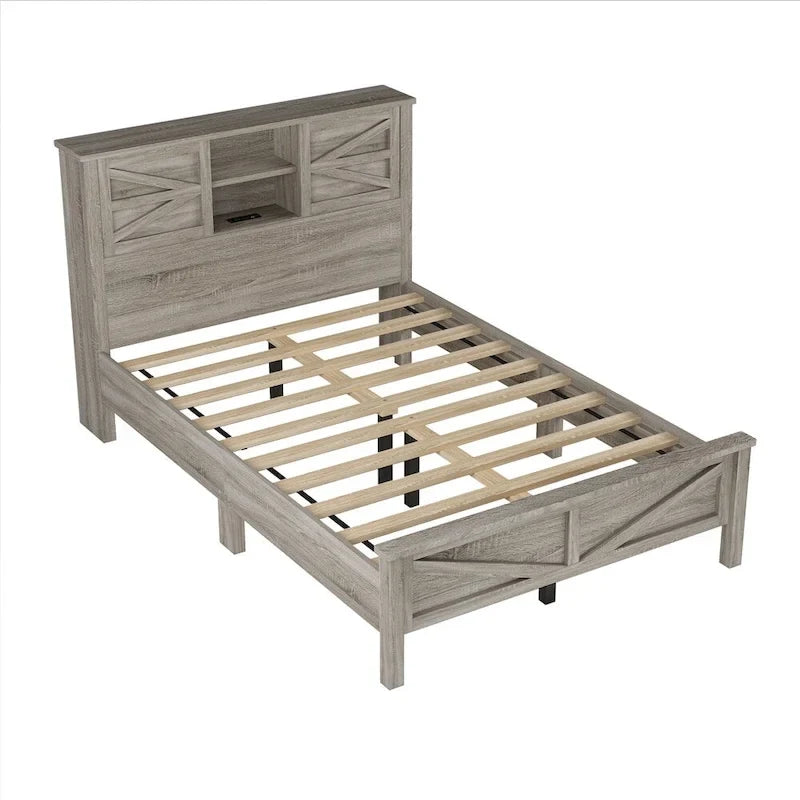 Bedroom Sets Full Size Platform Bed with Charging Station,Nightstand,Dresser(Set of 3)