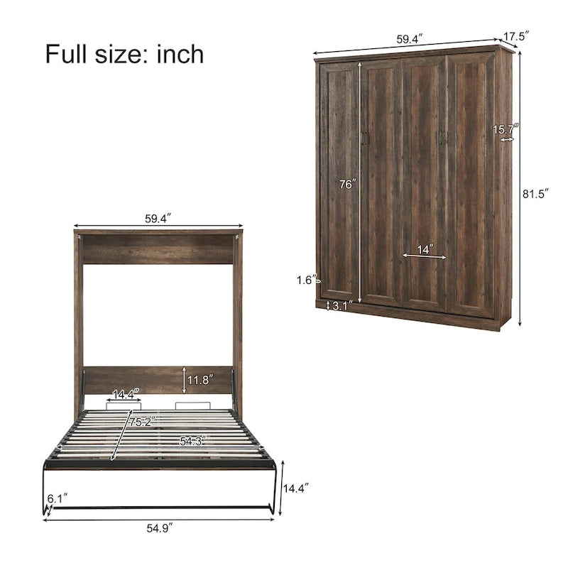 Murphy Wall Bed Cabinet Space-Saving Bed by Harper&Bright Designs