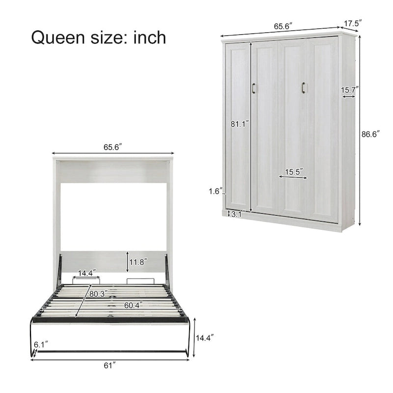 Murphy Wall Bed Cabinet Space-Saving Bed by Harper&Bright Designs