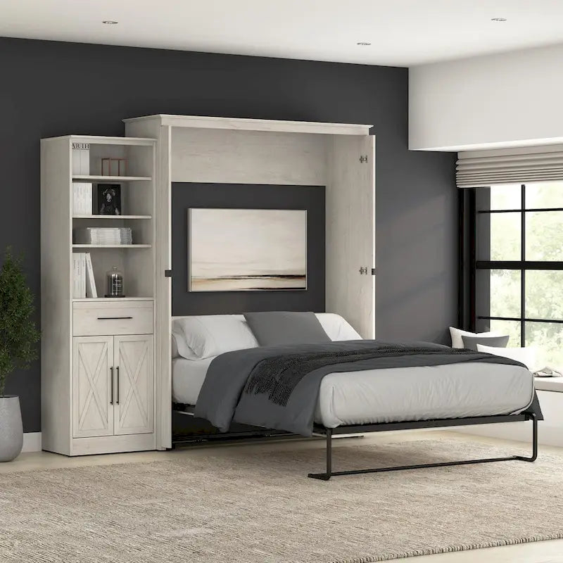 Key West Queen Murphy Bed with Wardrobe (94W) by Bestar