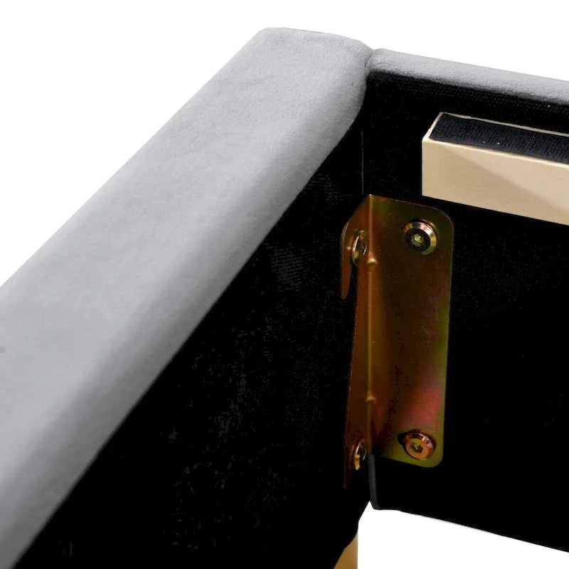 Full Size Velvet Upholstered Platform Bed,Two Outlets and USB Charging Ports on Both Sides,Two Bedside Pillows,Storage Shelves