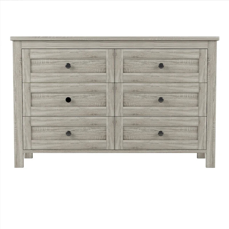 Retro Farmhouse Style Wooden Dresser with 6 Drawer, Storage Cabinet for Bedroom