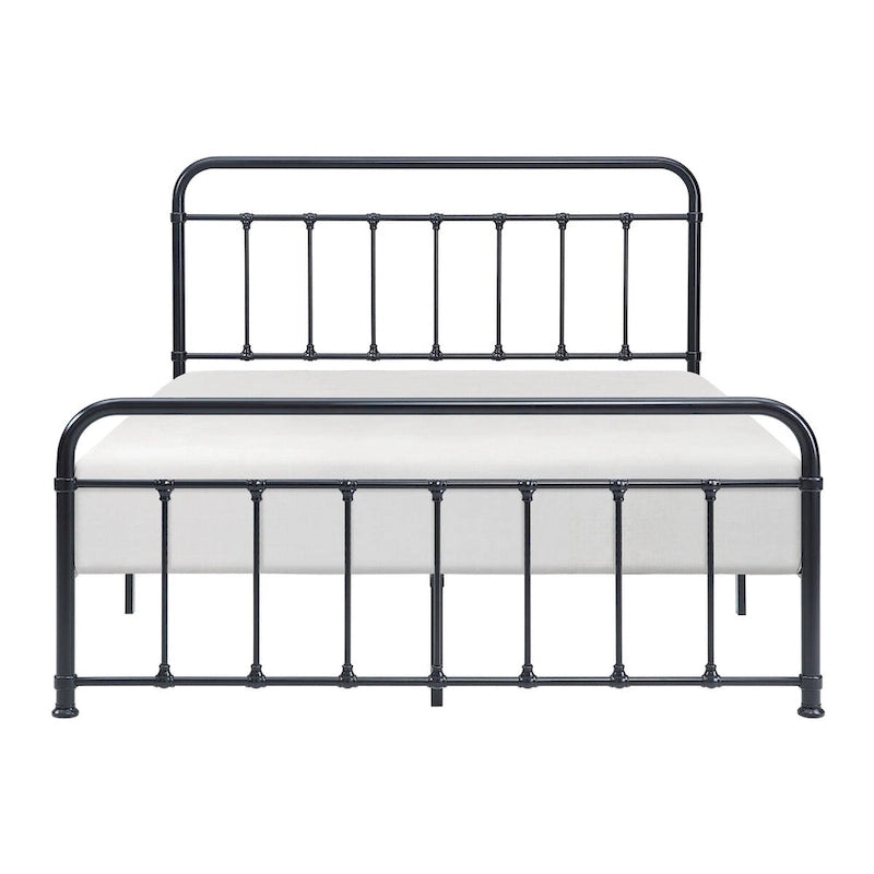 Ryan Full Size Metal Bed, Platform Foundation, Black Curved Spindle Frame