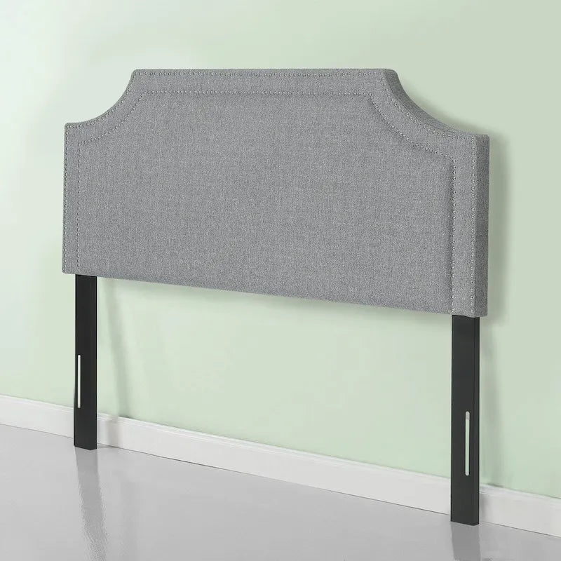 Adeco Fabric Upholstered Headboard with Nailhead for Queen Bed