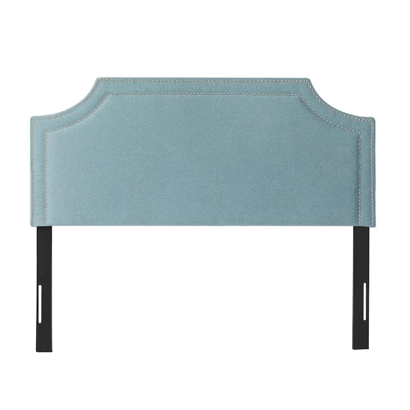 Adeco Fabric Upholstered Headboard with Nailhead for Queen Bed