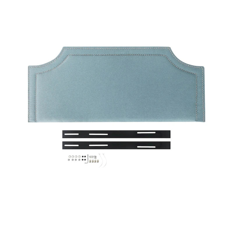 Adeco Fabric Upholstered Headboard with Nailhead for Queen Bed