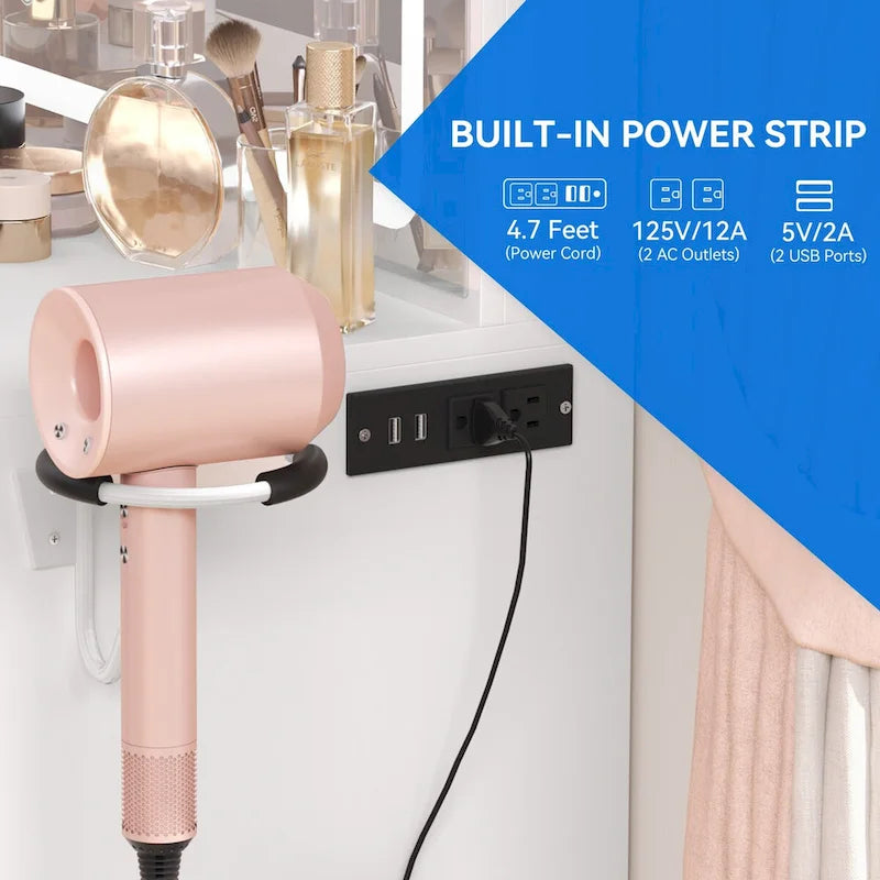 Moasis Vanity Set with Led Lights Makeup Desk Dressing Dresser Desk Table with 4 Drawer - 35.43 L x 15.74 W x 53.54 H