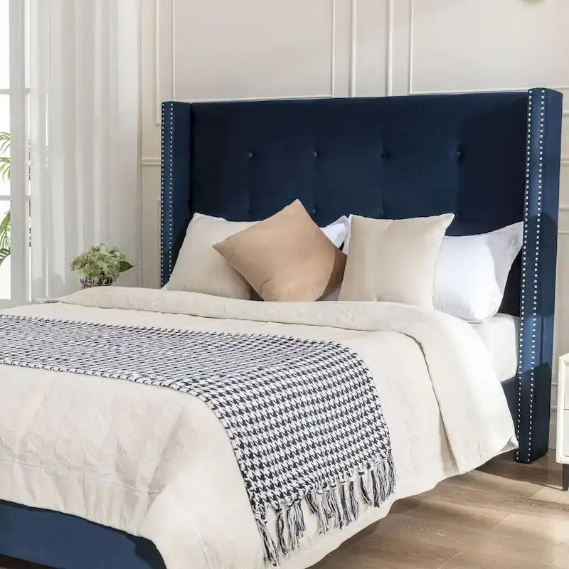 CUSchoice 54  High Headboard Upholstered Queen/King Bed (No Box Spring Needed)