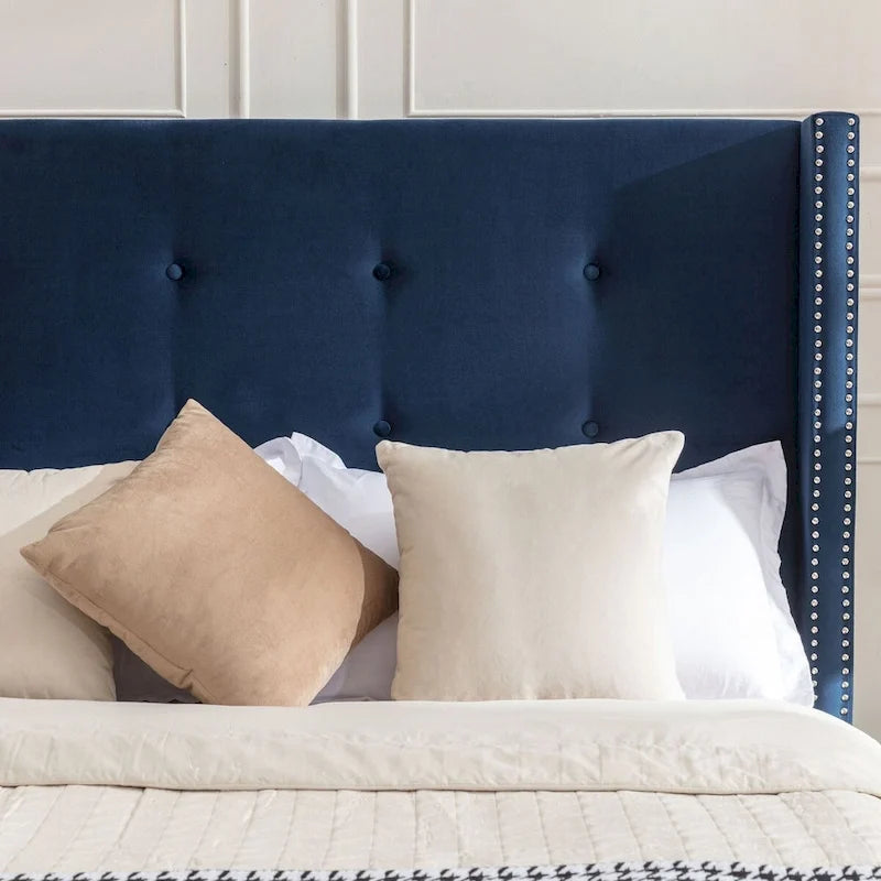 CUSchoice 54  High Headboard Upholstered Queen/King Bed (No Box Spring Needed)