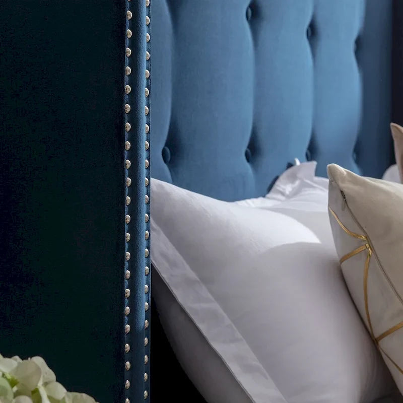 CUSchoice 54  High Headboard Upholstered Queen/King Bed (No Box Spring Needed)