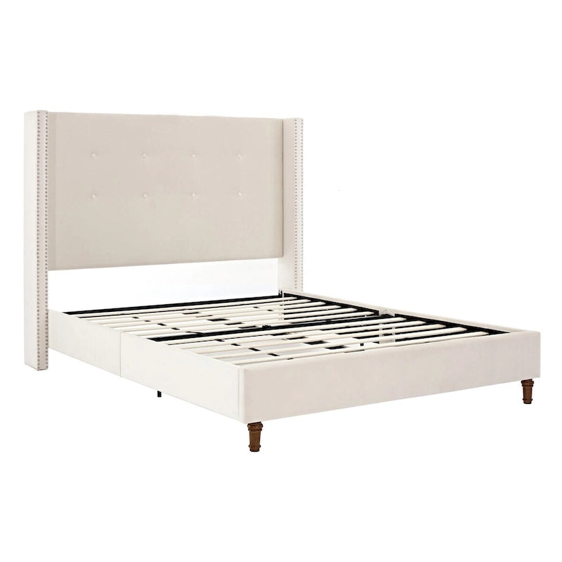 CUSchoice 54  High Headboard Upholstered Queen/King Bed (No Box Spring Needed)