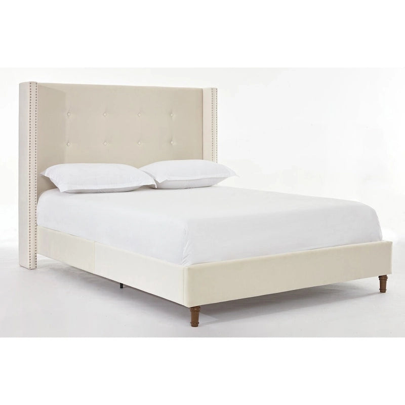 CUSchoice 54  High Headboard Upholstered Queen/King Bed (No Box Spring Needed)
