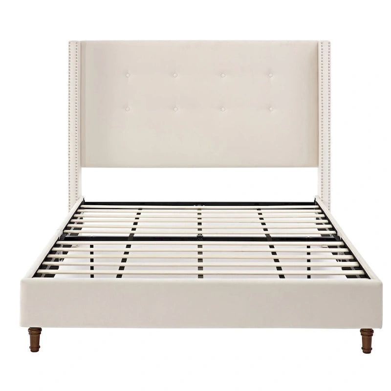 CUSchoice 54  High Headboard Upholstered Queen/King Bed (No Box Spring Needed)