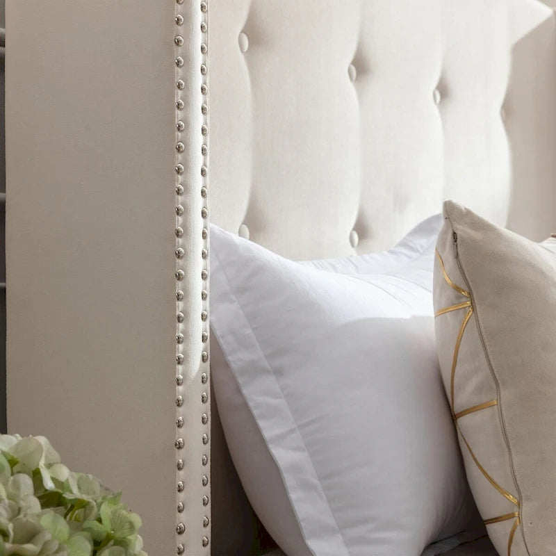 CUSchoice 54  High Headboard Upholstered Queen/King Bed (No Box Spring Needed)