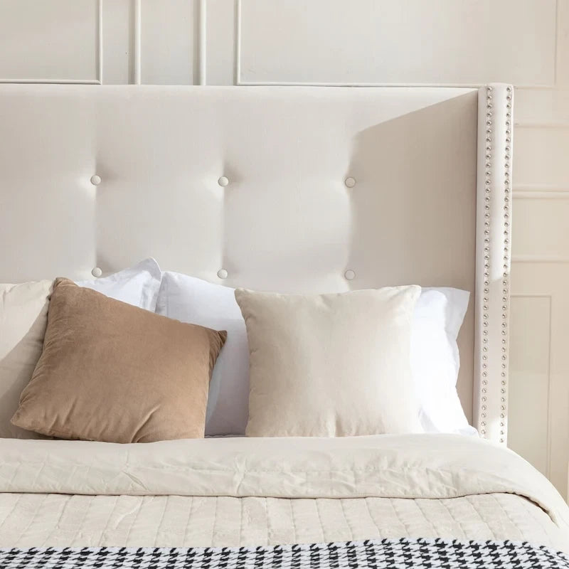 CUSchoice 54  High Headboard Upholstered Queen/King Bed (No Box Spring Needed)