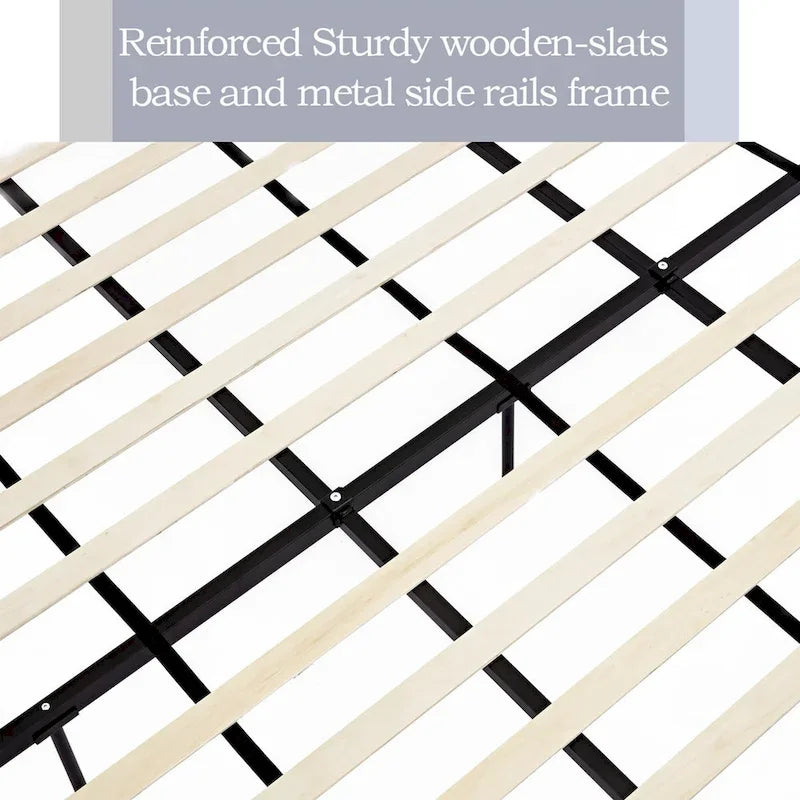 CUSchoice 54  High Headboard Upholstered Queen/King Bed (No Box Spring Needed)