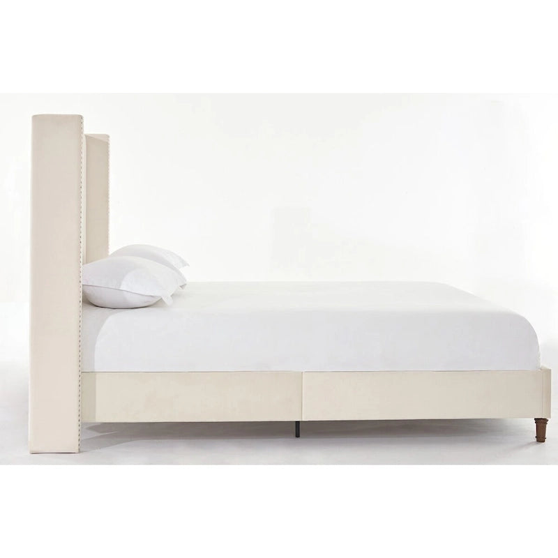 CUSchoice 54  High Headboard Upholstered Queen/King Bed (No Box Spring Needed)