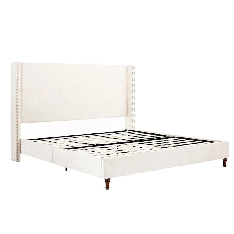 CUSchoice 54  High Headboard Upholstered Queen/King Bed (No Box Spring Needed)