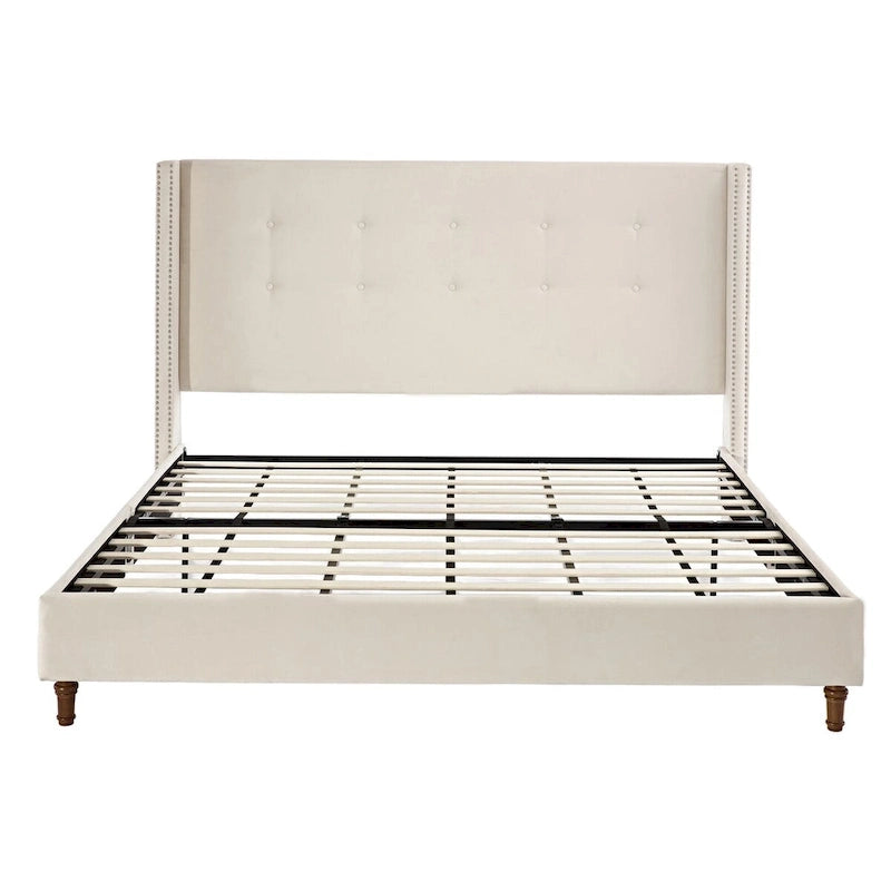 CUSchoice 54  High Headboard Upholstered Queen/King Bed (No Box Spring Needed)