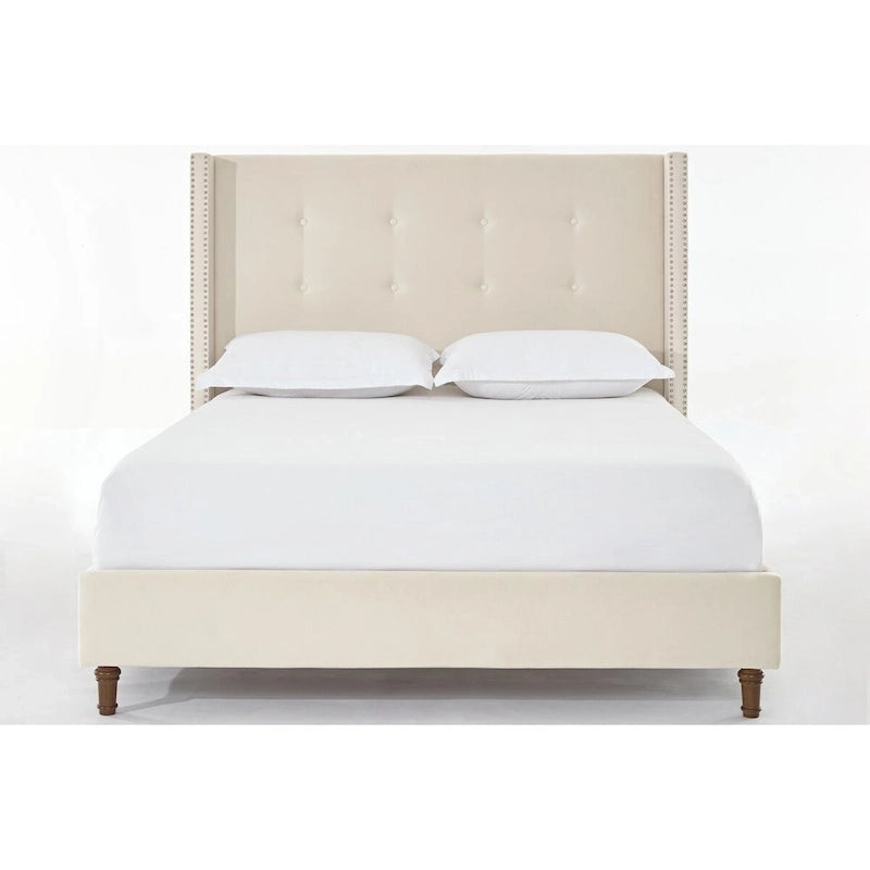 CUSchoice 54  High Headboard Upholstered Queen/King Bed (No Box Spring Needed)