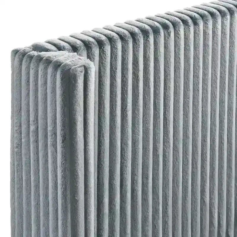 Roundhill Furniture Mavela Wide Wale Corduroy Upholstery Bed with 2 Nightstands, Blue