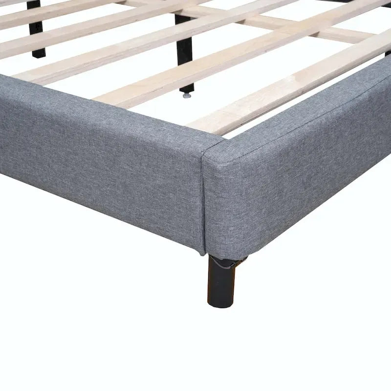 Upholstered Platform Bed with LED Lights and U-Shaped Headboard