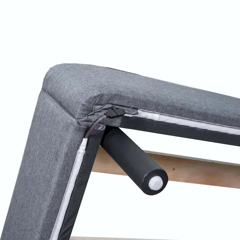 Upholstered Platform Bed with LED Lights and U-Shaped Headboard