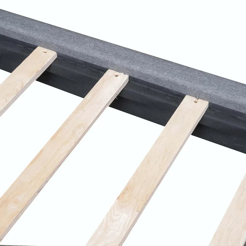 Upholstered Platform Bed with LED Lights and U-Shaped Headboard