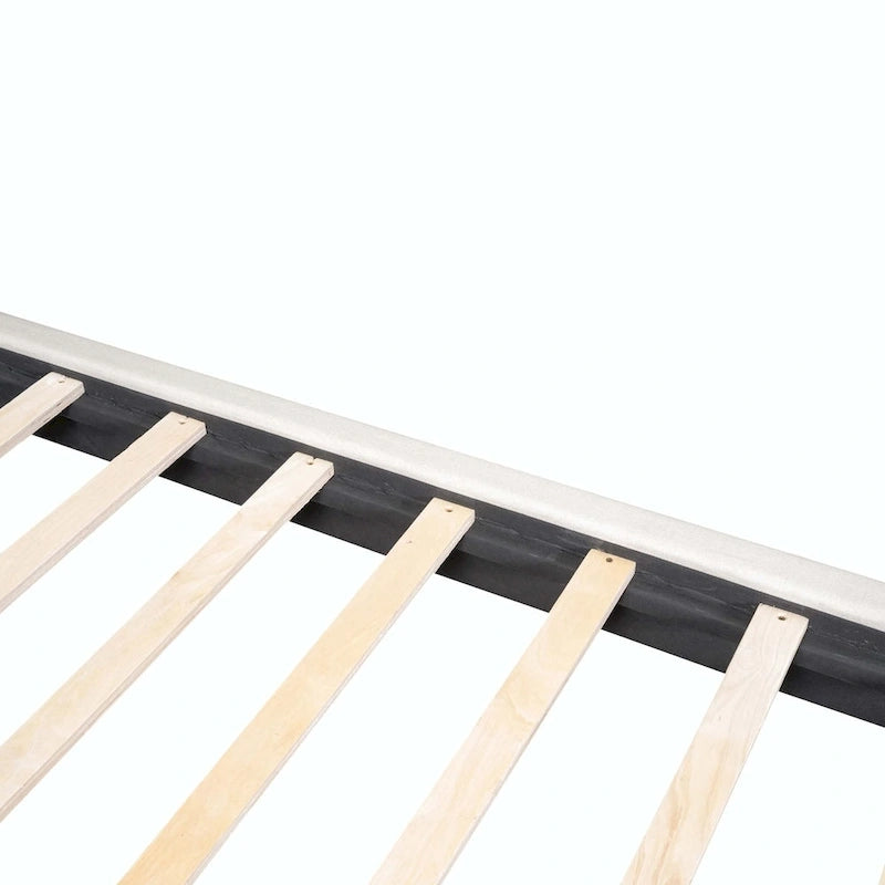 Upholstered Platform Bed with LED Lights and U-Shaped Headboard