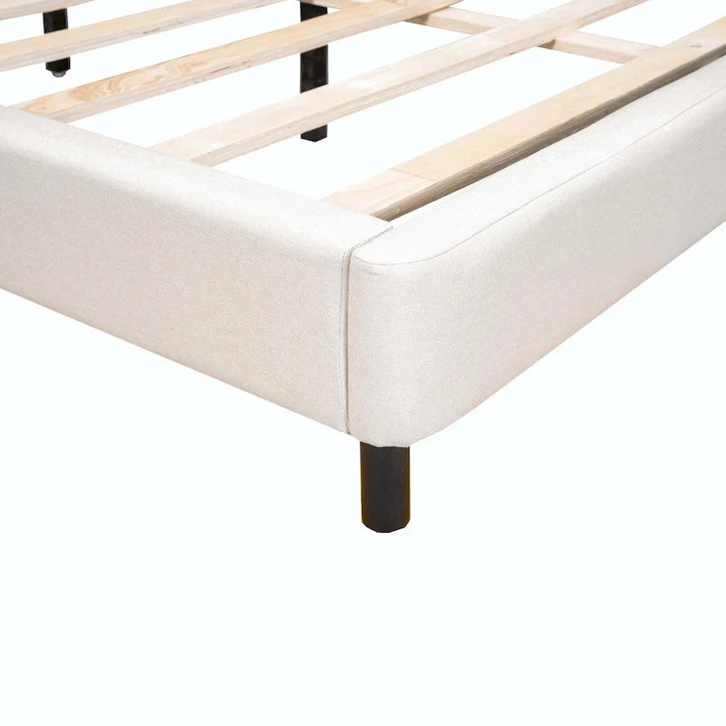Upholstered Platform Bed with LED Lights and U-Shaped Headboard
