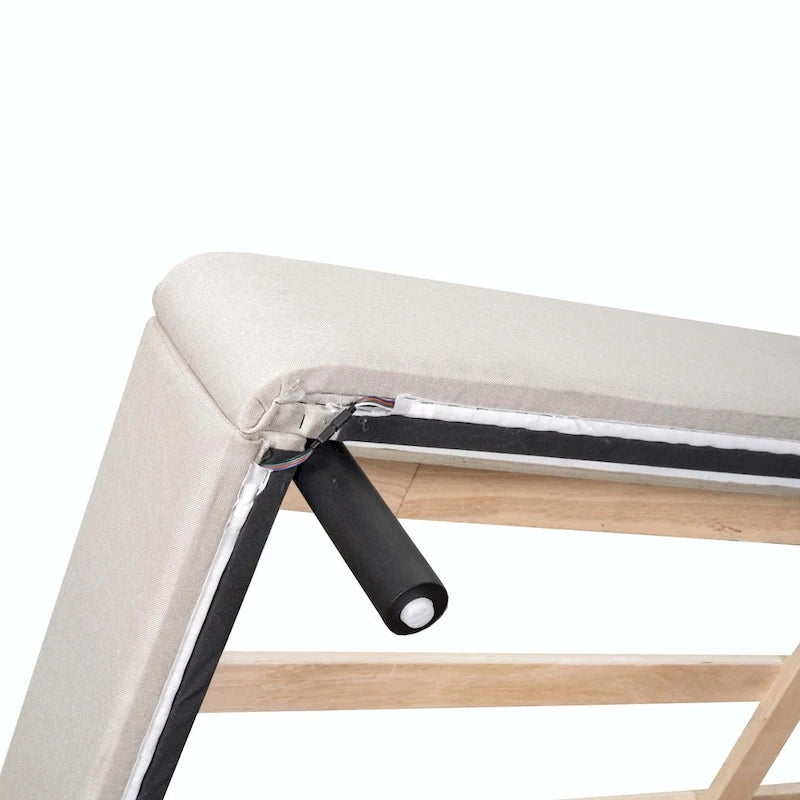 Upholstered Platform Bed with LED Lights and U-Shaped Headboard